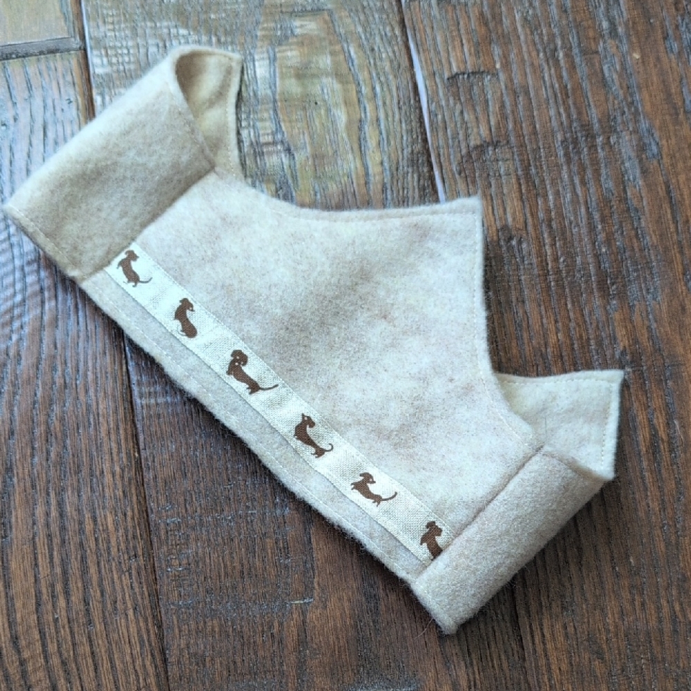 Kid's Neutral Beige Tan Felted Wool Doxie Dachshund Dog Patterned Play Crown
